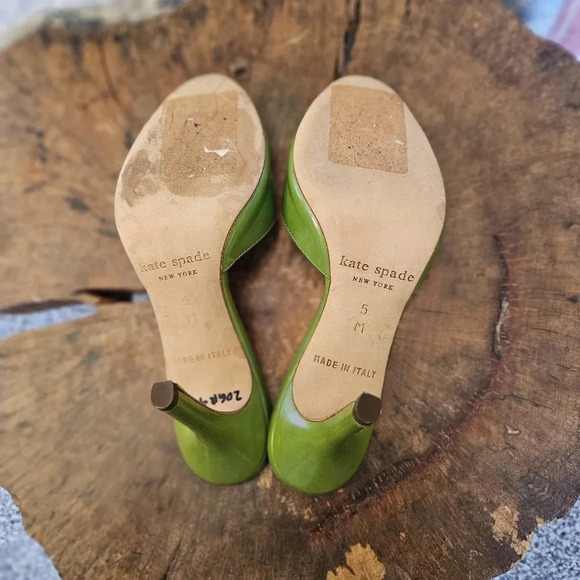 Kate Spade Italian Vintage 70s Dress Slide Green Iridescent Shimmer Heels 5 - Picture 11 of 11